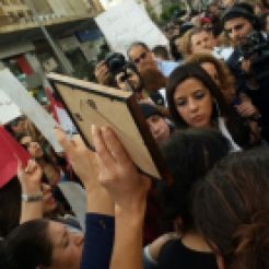 Roula Yaacoub's mother is currently speaking. Taken by Alina Razzouk